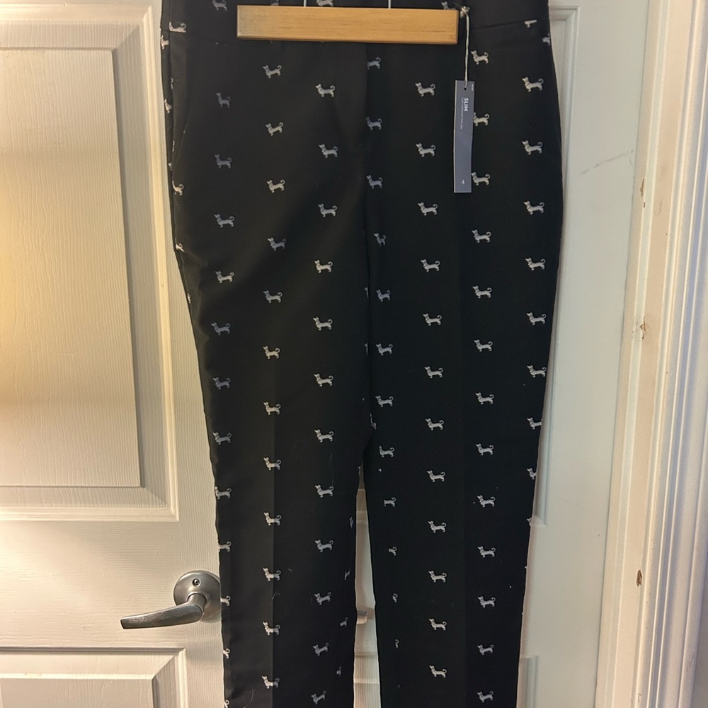 Loft Marisa sz 4 slim fit dachshund print pants